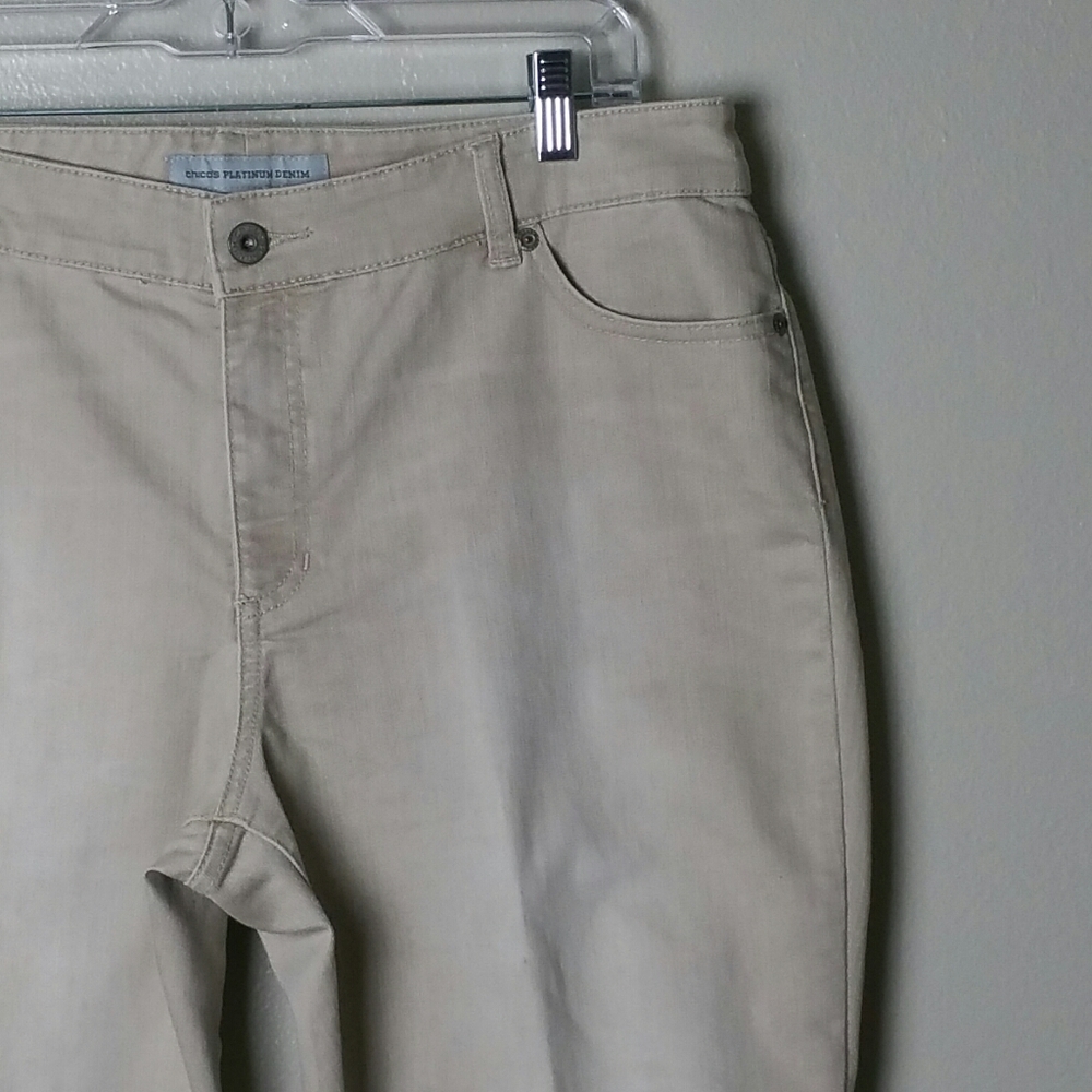 Chico's Platinum Denim Tan Jeans size 2.5 Short
